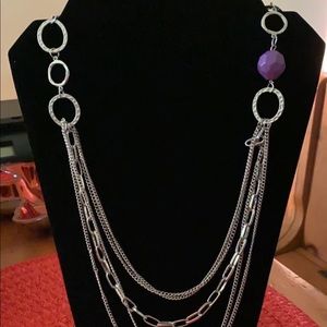 Long silver necklace